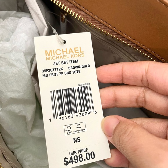 Michael Kors Jet Set Metallic Logo Chain Tote Bag - Picture 6 of 8